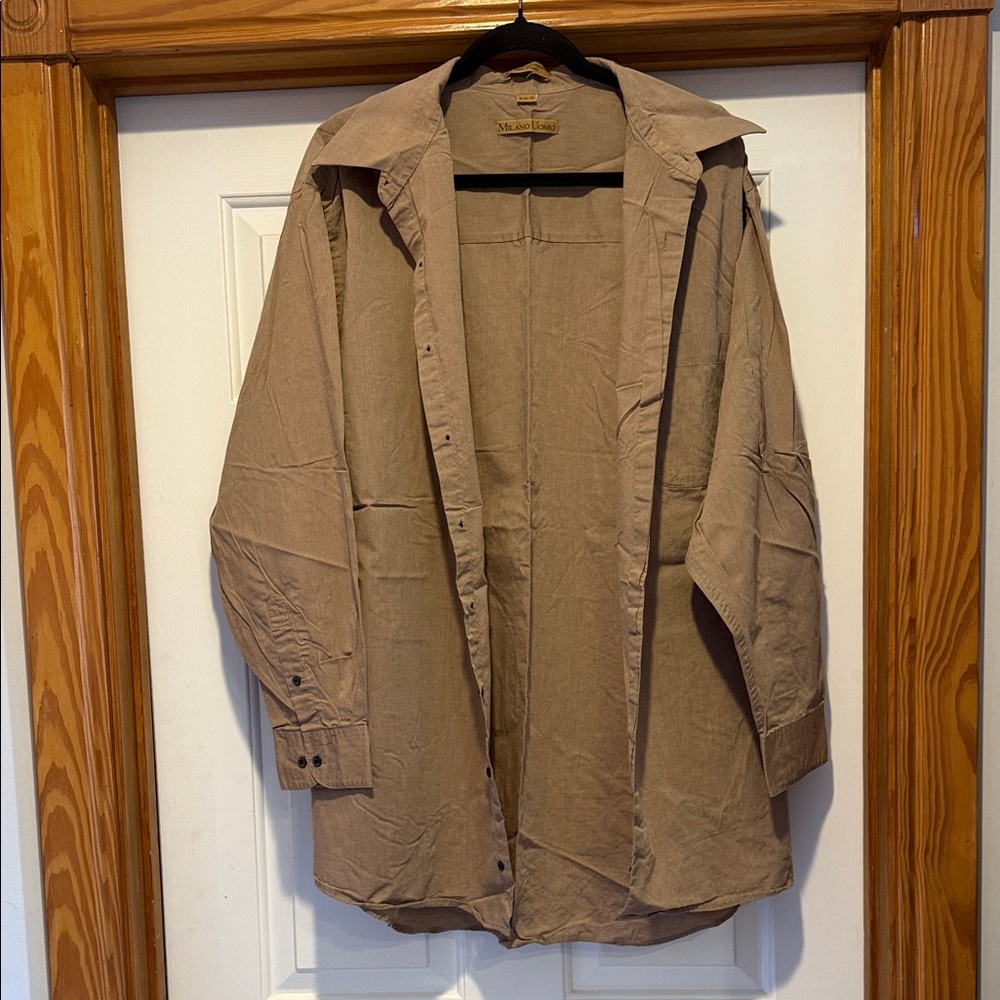 Milano Men's Tan Button-Front Shirt Jacket